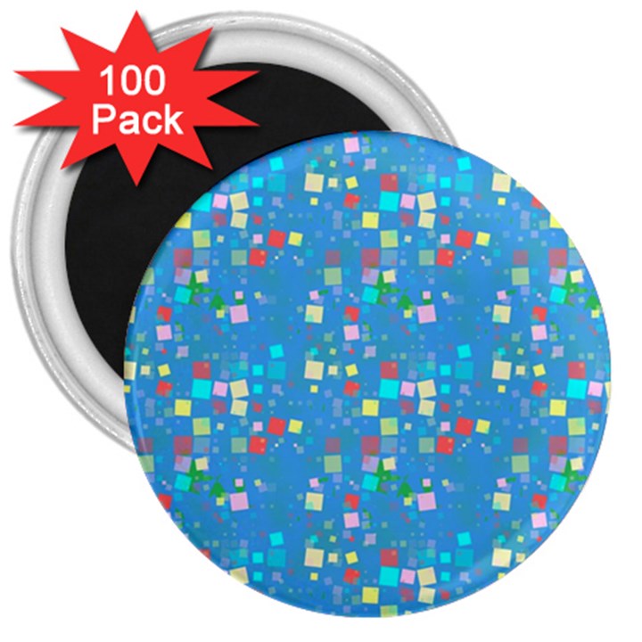 Colorful squares pattern 3  Magnet (100 pack)