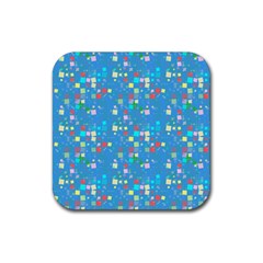 Colorful Squares Pattern Rubber Coaster (square)