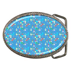 Colorful Squares Pattern Belt Buckle