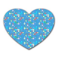 Colorful Squares Pattern Heart Mousepad