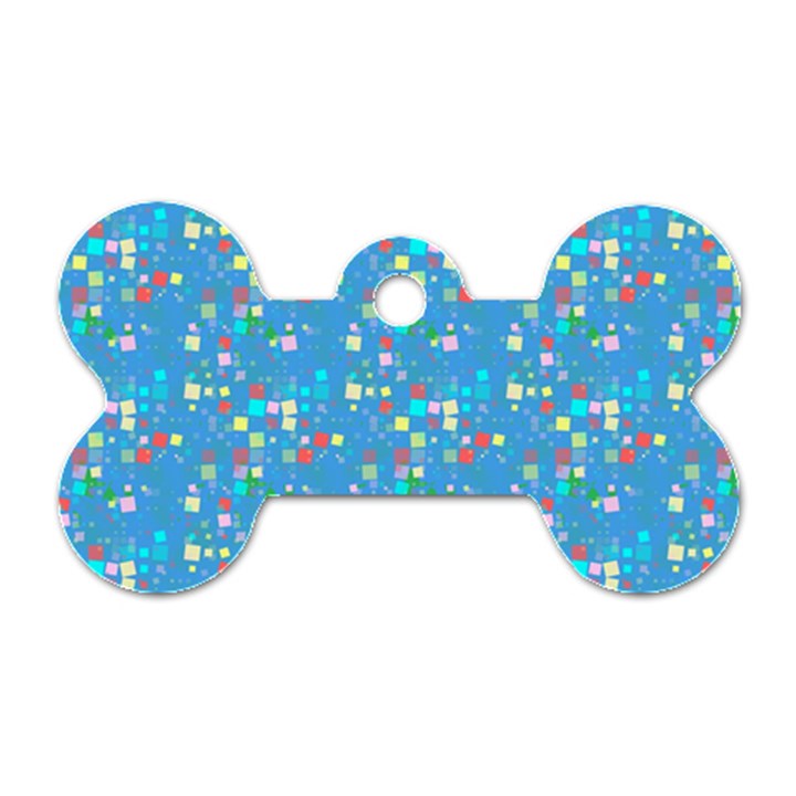 Colorful squares pattern Dog Tag Bone (Two Sides)