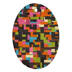 Colorful Pixels Oval Ornament (two Sides)