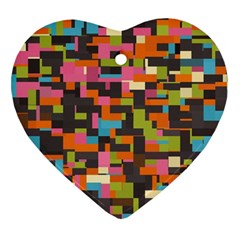 Colorful Pixels Heart Ornament (two Sides)