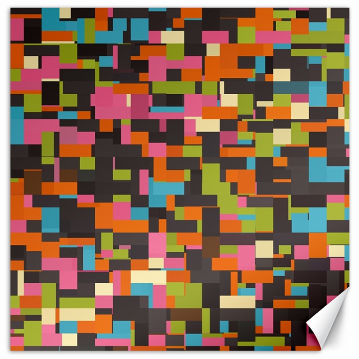 Colorful pixels Canvas 12  x 12 