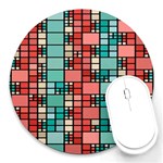 Red and green squares Round Mousepad Front