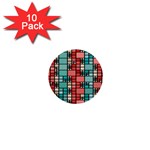 Red and green squares 1  Mini Button (10 pack)  Front