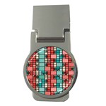 Red and green squares Money Clip (Round) Front