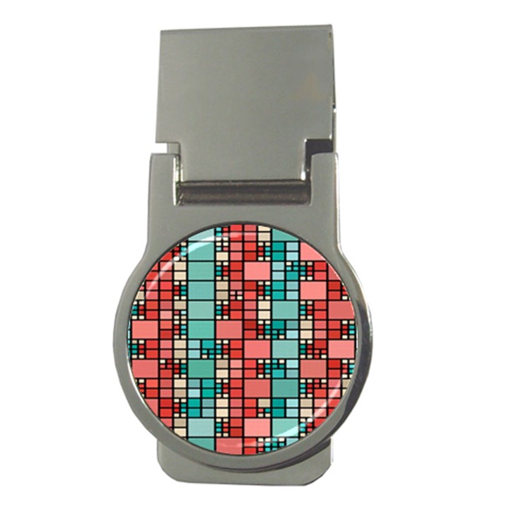 Red and green squares Money Clip (Round)