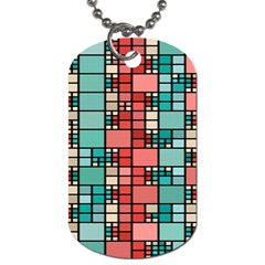 Red And Green Squares Dog Tag (one Side)