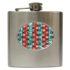 Red And Green Squares Hip Flask (6 Oz)