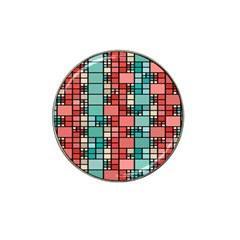 Red And Green Squares Hat Clip Ball Marker by LalyLauraFLM