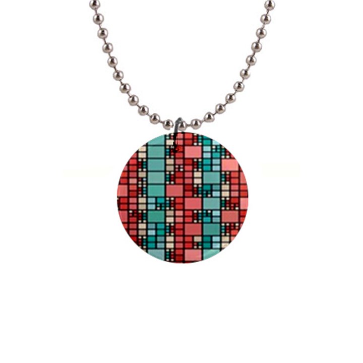 Red and green squares 1  Button Necklace