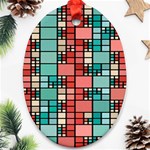 Red and green squares Oval Ornament (Two Sides) Front