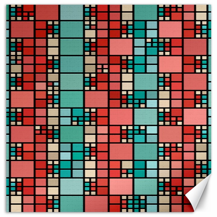 Red and green squares Canvas 20  x 20 