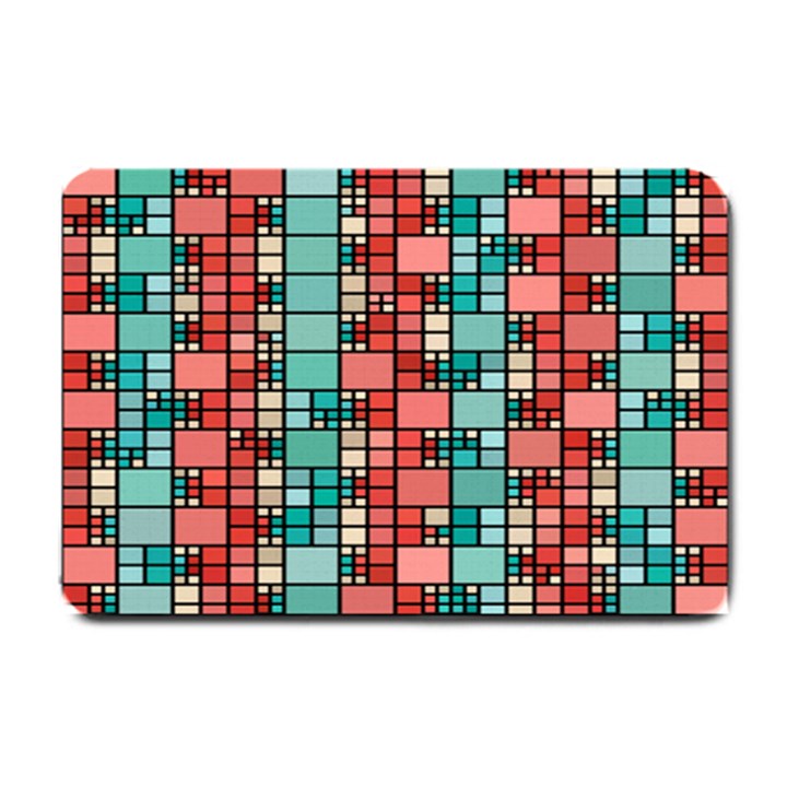 Red and green squares Small Doormat