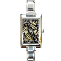 Geometric Tribal Golden Pattern Print Rectangular Italian Charm Watch by dflcprints