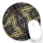 Geometric Tribal Golden Pattern Print 8  Mouse Pad (Round) Front