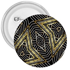 Geometric Tribal Golden Pattern Print 3  Button