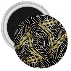 Geometric Tribal Golden Pattern Print 3  Button Magnet