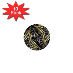 Geometric Tribal Golden Pattern Print 1  Mini Button (10 Pack)