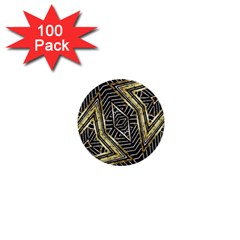 Geometric Tribal Golden Pattern Print 1  Mini Button (100 Pack)