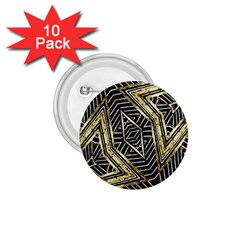 Geometric Tribal Golden Pattern Print 1 75  Button (10 Pack)