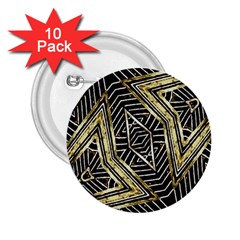 Geometric Tribal Golden Pattern Print 2 25  Button (10 Pack)