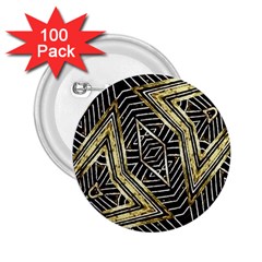 Geometric Tribal Golden Pattern Print 2 25  Button (100 Pack)