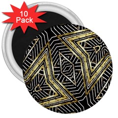 Geometric Tribal Golden Pattern Print 3  Button Magnet (10 Pack) by dflcprints