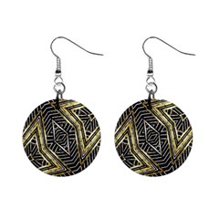 Geometric Tribal Golden Pattern Print Mini Button Earrings