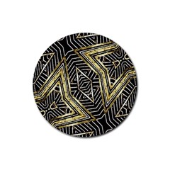 Geometric Tribal Golden Pattern Print Drink Coasters 4 Pack (round)