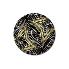 Geometric Tribal Golden Pattern Print Magnet 3  (round)