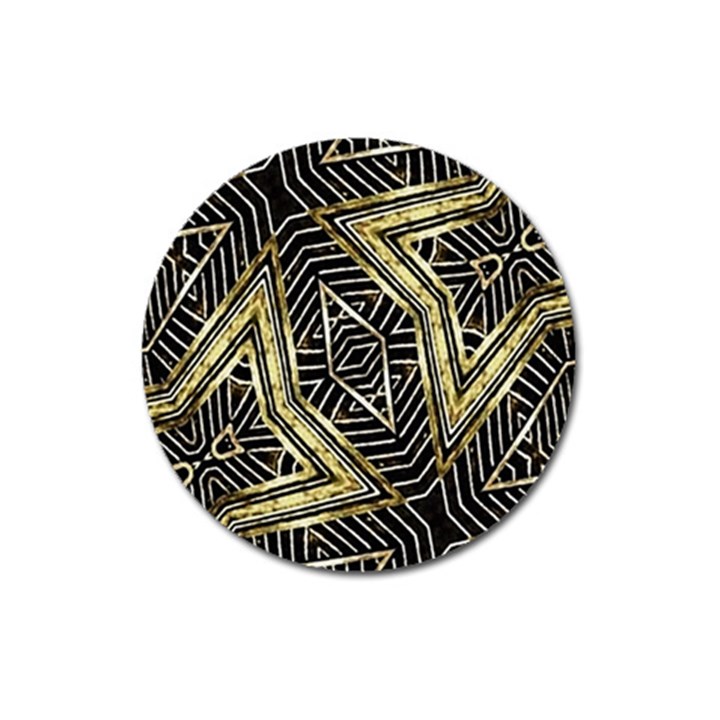 Geometric Tribal Golden Pattern Print Magnet 3  (Round)