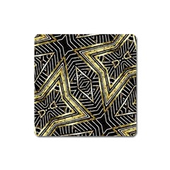 Geometric Tribal Golden Pattern Print Magnet (square)