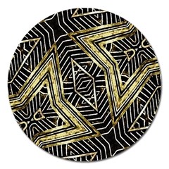 Geometric Tribal Golden Pattern Print Magnet 5  (round) by dflcprints