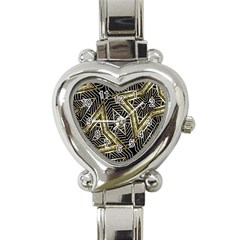 Geometric Tribal Golden Pattern Print Heart Italian Charm Watch 