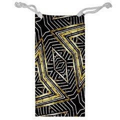 Geometric Tribal Golden Pattern Print Jewelry Bag