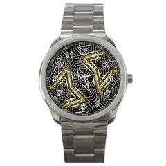 Geometric Tribal Golden Pattern Print Sport Metal Watch