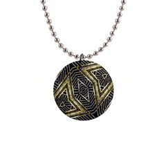 Geometric Tribal Golden Pattern Print Button Necklace