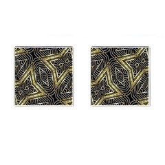 Geometric Tribal Golden Pattern Print Cufflinks (square)