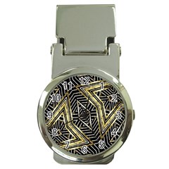 Geometric Tribal Golden Pattern Print Money Clip With Watch