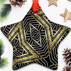 Geometric Tribal Golden Pattern Print Star Ornament (Two Sides)