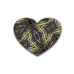 Geometric Tribal Golden Pattern Print Drink Coasters 4 Pack (heart) 