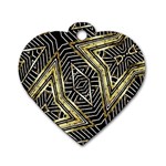 Geometric Tribal Golden Pattern Print Dog Tag Heart (Two Sided) Front