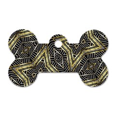 Geometric Tribal Golden Pattern Print Dog Tag Bone (Two Sided)