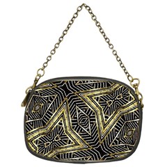 Geometric Tribal Golden Pattern Print Chain Purse (one Side)