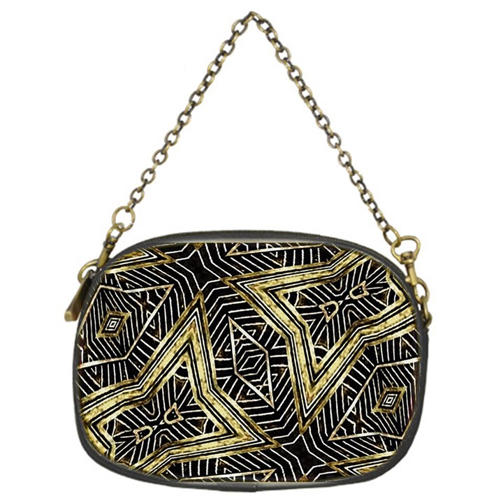 Geometric Tribal Golden Pattern Print Chain Purse (One Side)