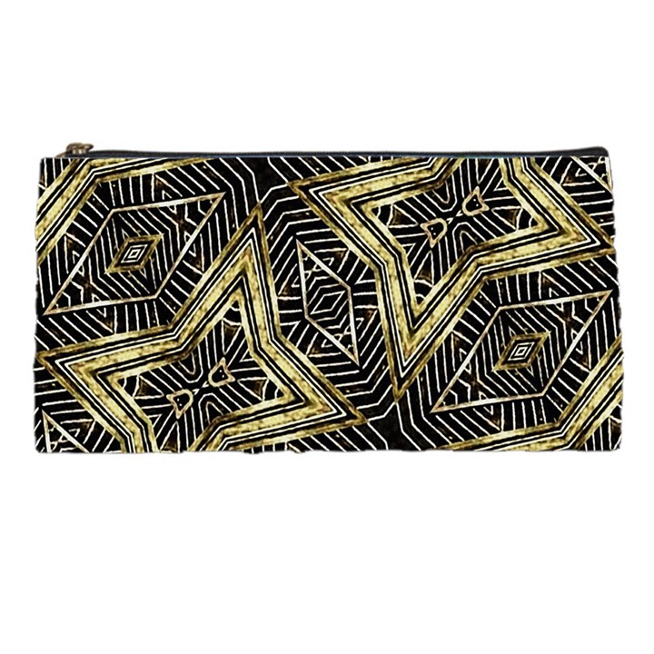 Geometric Tribal Golden Pattern Print Pencil Case