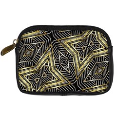 Geometric Tribal Golden Pattern Print Digital Camera Leather Case by dflcprints