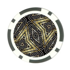 Geometric Tribal Golden Pattern Print Poker Chip (10 Pack)